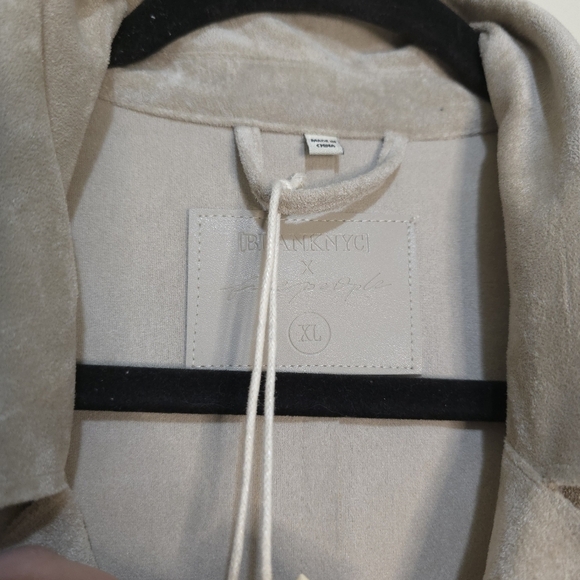 FREE PEOPLE X BLANK NYC Vegan Suede Wrap Trench Coat Iced Chai Women XL NWT - Picture 6 of 16